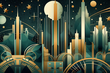 Generative ai. Art Deco Christmas abstract background © allasimacheva