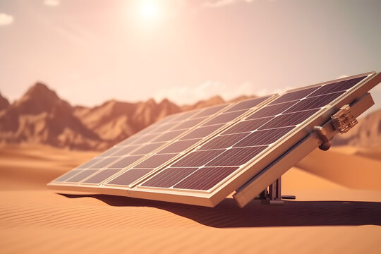 Solar Panels in the Desert - Renewable Energy - Generative AI