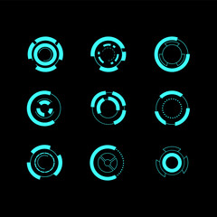 Circle elements for data infographics. Set of Sci Fi Modern User Interface Elements. Futuristic Abstract HUD. Good for game UI.