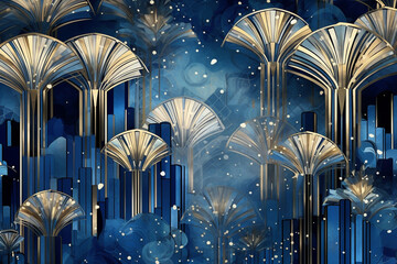 Generative ai. Art Deco Christmas abstract background