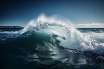ocean surfing liquid crash nature blue wave cool water sea. Generative AI.