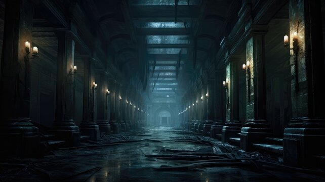 Eerie whispers echo through the abandoned halls, chilling your spine with unseen presence. Generative AI © Kanisorn