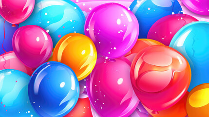 a classic birthday gift card illustration with balloons, ai generated image