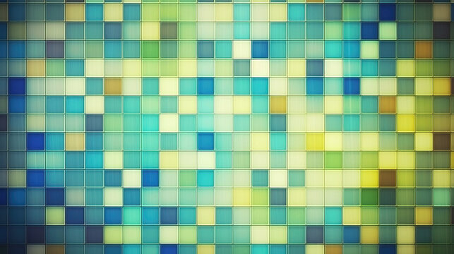 a modern abstract pixel inspired block and cube artwork in green, ai generated image
