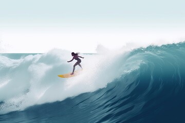 Summer surfing on the waves in the ocean. Generative ai. - obrazy, fototapety, plakaty