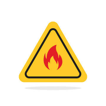 Fire warning sign red fire