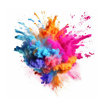 Big powder colorful explosion isolated on white background