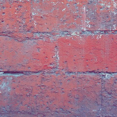 Red Brick Wall Close up. Filtered Photo. Grunge Background