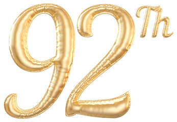 92th anniversary number Gold