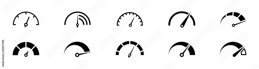 Fototapete speedometer, tachometer icon. speedometer indicator icon collection. speed indicator vector icons