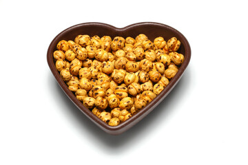 turkish leblebi, famous nut, yellow roasted chickpea, isolated on white background, roasted chickpeas