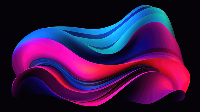 abstract modern neon light statue, wave style, ai generated image