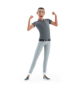 3d Character Man Flexing Arm Muscles