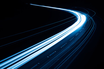 Fototapeta blue car lights at night. long exposure obraz