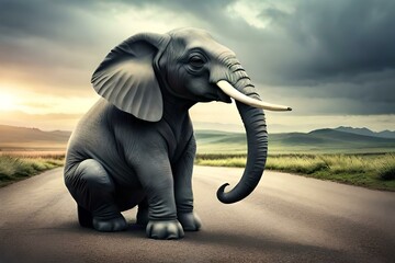 Fototapeta na wymiar elephant in the grass