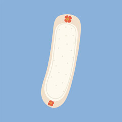 Lovely women's panty liner with flowers. Vector illustration in flat style