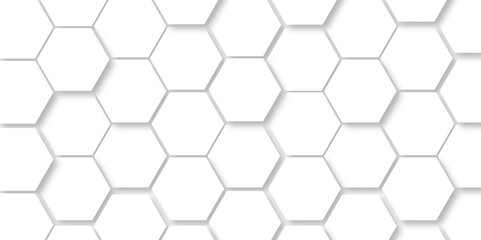 3d Hexagonal structure futuristic white background and Embossed Hexagon , honeycomb white Background ,light and shadow ,Vector.	

