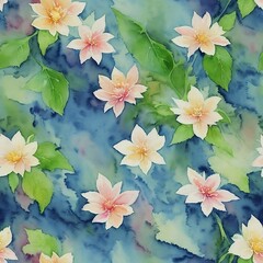 Beautiful watercolor flowers seamless pattern, ai generated