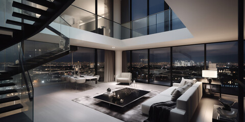 Fototapeta premium Luxury modern home, living room, architecture and real estate inspiration concept