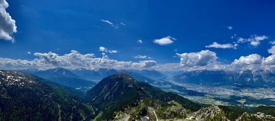 Sunny mountain landscape in the alps