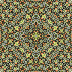 Abstract mosaic seamless ornament graphic design. Funky wrapping motif.