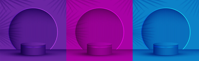 Cosmetics product presentation stage, studio room pedestal vector. Podium award scene set.