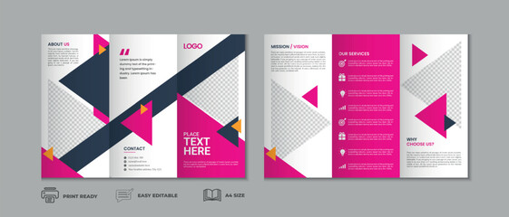 Professional clean modern and corporate various colorful unique trifold brochure template, three fold cover page, three fold presentation, bifold brochure layout design with mockup