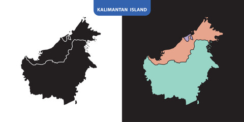 Kalimantan region with free 2 style illustration vector | maps, region, and area.