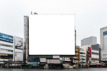 Transparent, empty,  blank billboard mockup near a street for outdoor advertisement and promotion for commercial marketing. Generative AI
