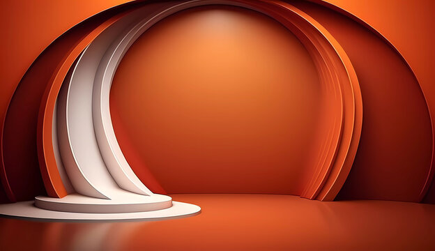 orange walls. Stage for the presentation. Banner. AI generated