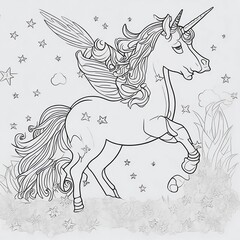 Magical Unicorn Coloring Page Sparks Kids' Creativity with Colors