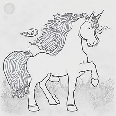 Magical Unicorn Coloring Page Sparks Kids' Creativity with Colors