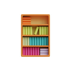 Home interior bookshelf icon 3d