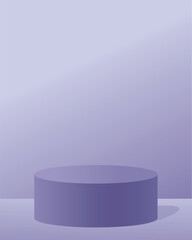 Abstract purple 3d background in studio room. Realistic 3d cylinder podium pedestal with vertical shape background. 3d vector rendering , eps 10.