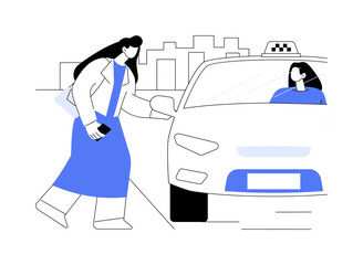 Boarding a taxi abstract concept vector illustration.