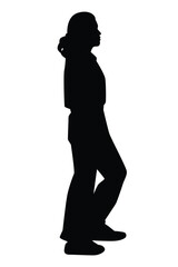 Woman silhouette vector on white background ,people in black and white, illustration for creative content.
