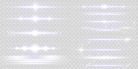 Solar glare.Glow isolated white transparent light effect set, lens flare, explosion, glitter, line, sun flash, spark and stars. Beautiful optical lens flare effect sun light.