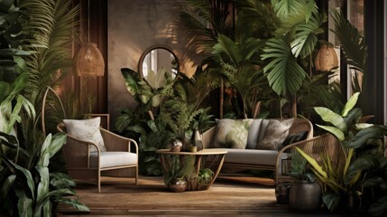 A captivating composition of tropical palm leaves. AI generated