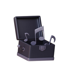 3d music box instrument with black theme