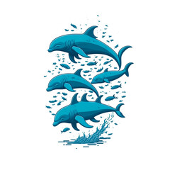Dolphin t-shirt design in the transparent background PNG
