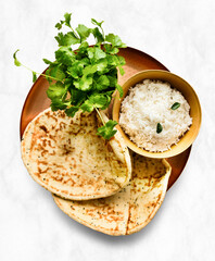 Flatbread and rice mockup home cooked Indian