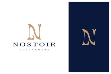 elegant simple minimal luxury letter n logo design