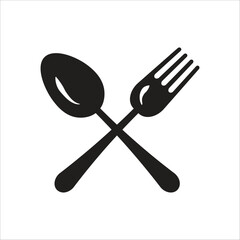 fork spoon and plate icon simple design art eps 10
