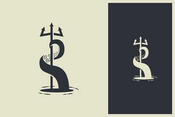 octopus or kraken tentacle holding a trident © theos studio
