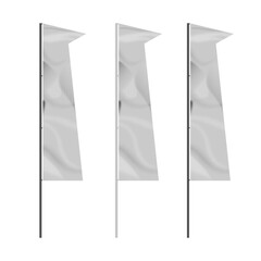 Blank triplets flag banner on pole