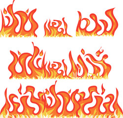 realistic vector flame illustration set