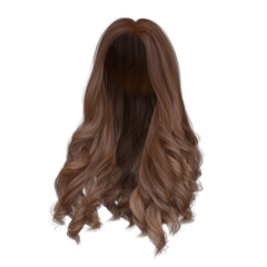 3d rendering mahogany dark ginger wavy princess hair isolated