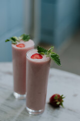 strawberry smoothie in a glass