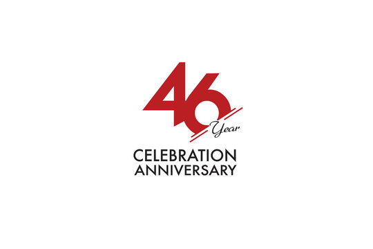 46th, 46 years, 46 year anniversary with red color isolated on white background, vector design for celebration vector