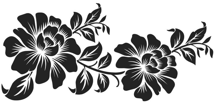 black and white flower stencil vector design